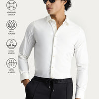 Beyaz Techno-Line Uzun Kol Slim Fit Dar Kesim Gömlek