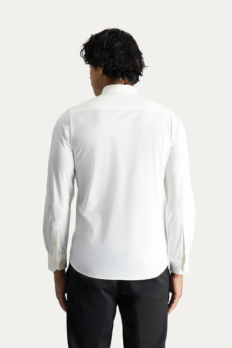Beyaz Techno-Line Uzun Kol Slim Fit Dar Kesim Gömlek