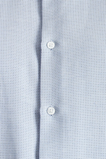 Mavi Uzun Kol Slim Fit Dar Kesim Baskılı Pamuklu Kolay Ütülenebilir Gömlek