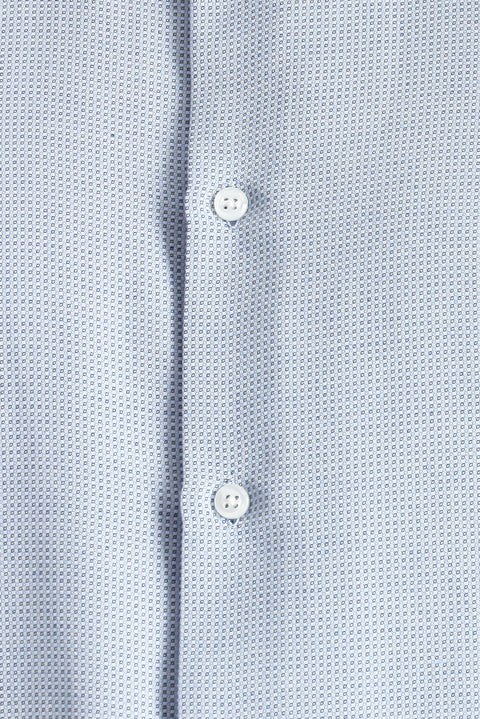 Mavi Uzun Kol Slim Fit Dar Kesim Baskılı Pamuklu Kolay Ütülenebilir Gömlek