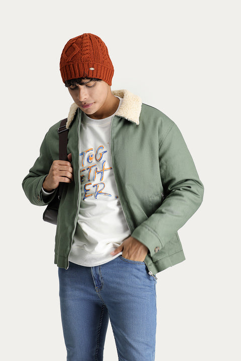 Çağla Yeşili Slim Fit Dar Kesim Spor Pamuk Mont