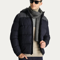 Koyu Lacivert Slim Fit Dar Kesim Kapüşonlu Spor Mont