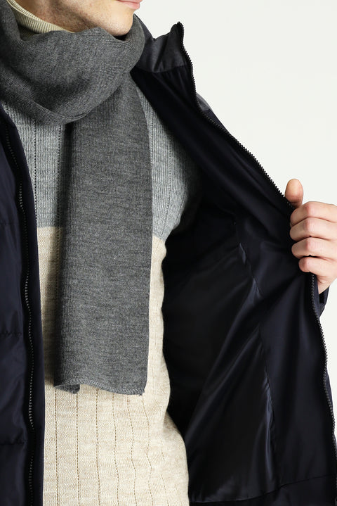 Koyu Lacivert Slim Fit Dar Kesim Kapüşonlu Spor Mont