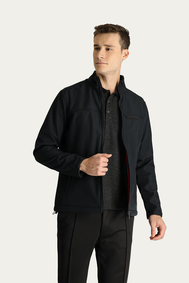 Siyah Slim Fit Dar Kesim Softshell Spor Mont