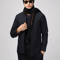 Koyu Lacivert Slim Fit Dar Kesim Softshell Spor Mont