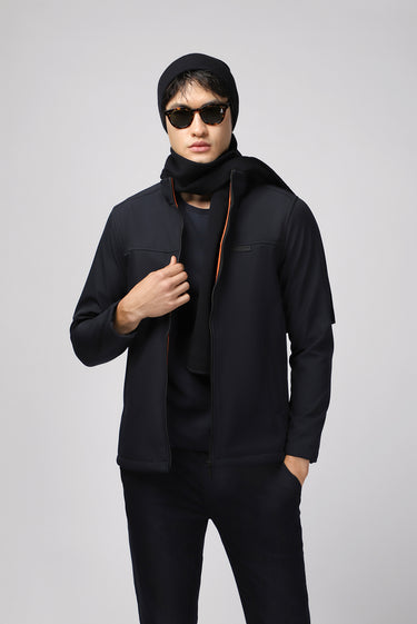 Koyu Lacivert Slim Fit Dar Kesim Softshell Spor Mont