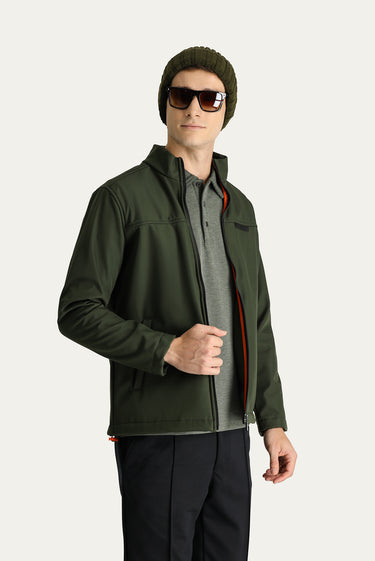 Orta Haki Slim Fit Dar Kesim Softshell Spor Mont