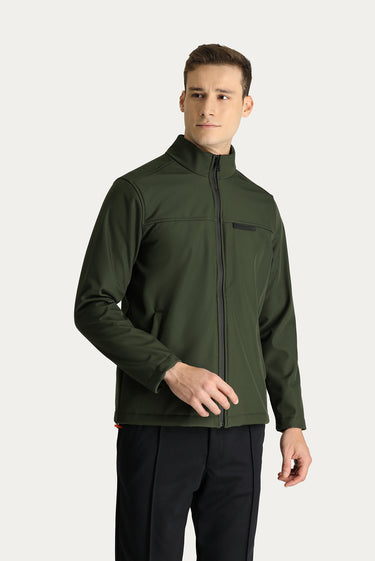 Orta Haki Slim Fit Dar Kesim Softshell Spor Mont