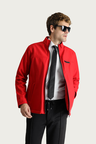 Bayrak Kırmızı Slim Fit Dar Kesim Softshell Spor Mont