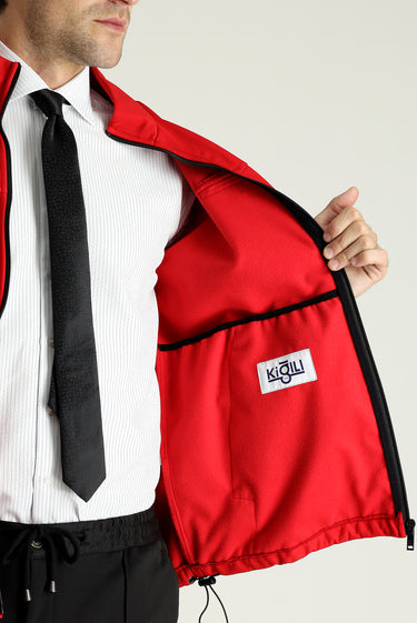 Bayrak Kırmızı Slim Fit Dar Kesim Softshell Spor Mont