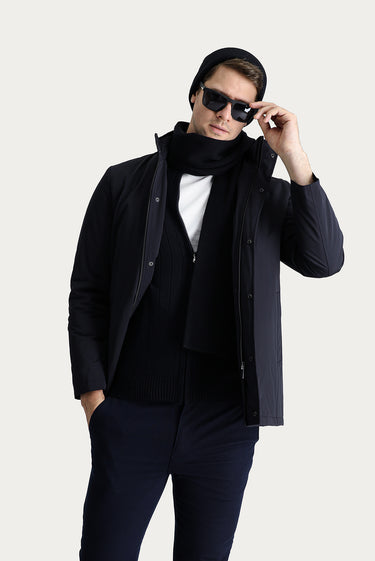 Koyu Lacivert Spor Pamuklu Kaban