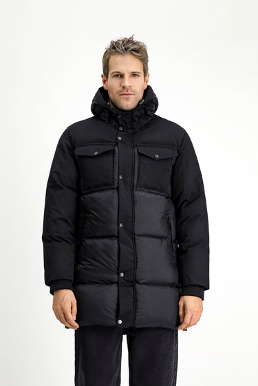 Siyah Kapüşonlu Spor Şişme Kaban