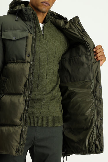 Orta Haki Kapüşonlu Spor Şişme Kaban