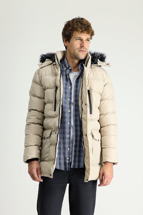 Stone Hooded Puffy Sports Jacket