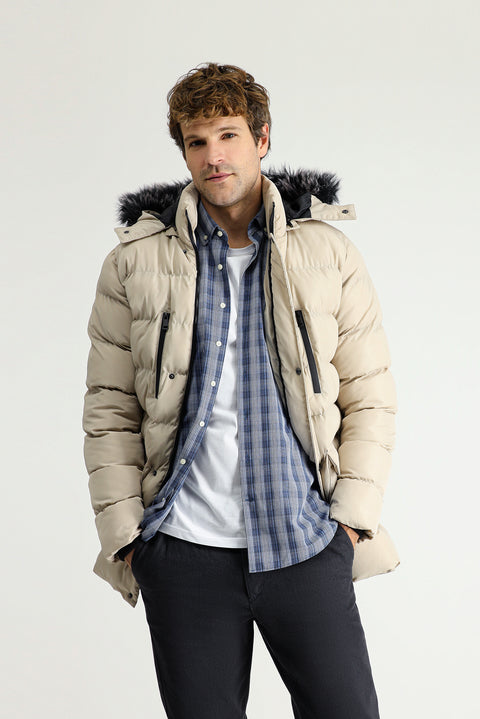 Stone Hooded Puffy Sports Jacket