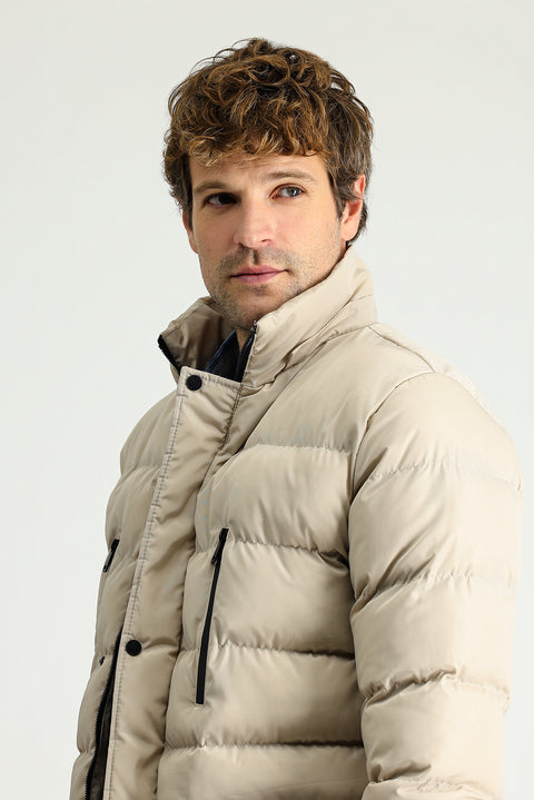 Stone Hooded Puffy Sports Jacket
