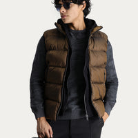 Orta Haki Slim Fit Dar Kesim Kapüşonlu Şişme Yelek