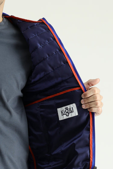 Saks Mavi Kapüşonlu Kapitone Spor Yelek