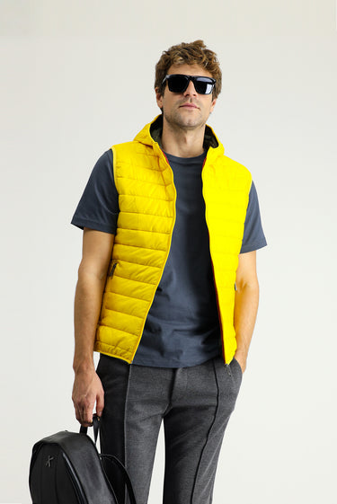 Sarı Kapüşonlu Kapitone Spor Yelek