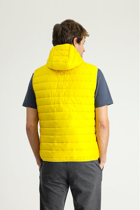 Yellow Hooded Quilted Sports Vest