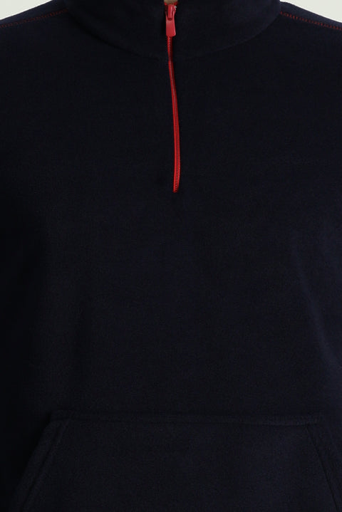 Koyu Lacivert Yarım Fermuarlı Polar Sweatshirt