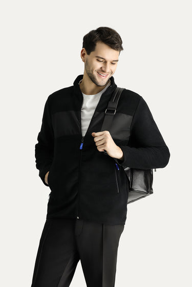 Siyah Fermuarlı Polar Sweatshirt