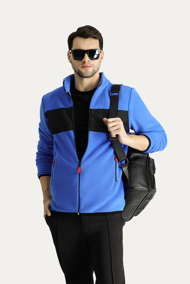 Mavi Fermuarlı Polar Sweatshirt