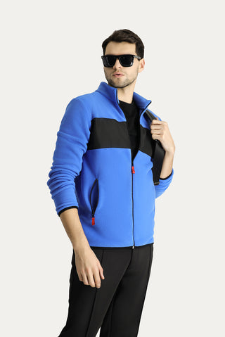 Mavi Fermuarlı Polar Sweatshirt