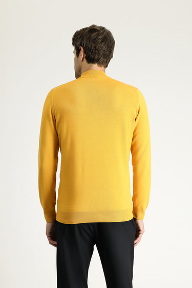 Hardal Yarım Balıkçı Yaka Regular Fit Pamuklu Triko Kazak