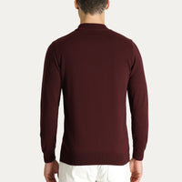 Koyu Bordo Yarım Balıkçı Yaka Regular Fit Pamuklu Triko Kazak