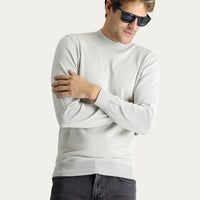 Stone Half Turtleneck Slim Fit Narrow Cut Cotton Knit Sweater