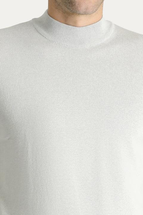 Stone Half Turtleneck Slim Fit Narrow Cut Cotton Knit Sweater