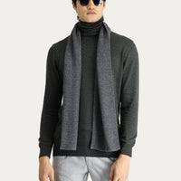 Dark Anthracite Melange Turtleneck Regular Fit Cotton Knit Sweater