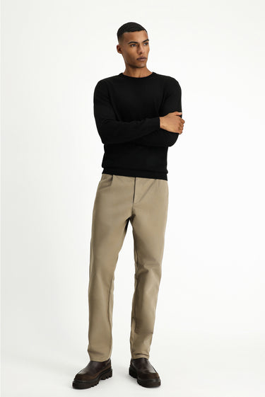 Siyah Bisiklet Yaka Regular Fit Pamuklu Triko Kazak