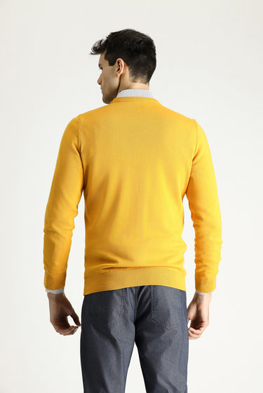 Hardal Bisiklet Yaka Regular Fit Pamuklu Triko Kazak