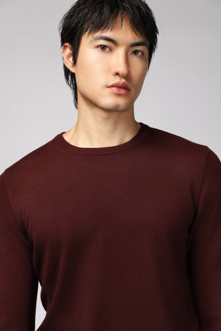 Koyu Bordo Bisiklet Yaka Regular Fit Pamuklu Triko Kazak
