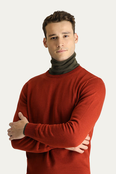 Kiremit Bisiklet Yaka Regular Fit Pamuklu Triko Kazak