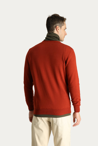 Kiremit Bisiklet Yaka Regular Fit Pamuklu Triko Kazak