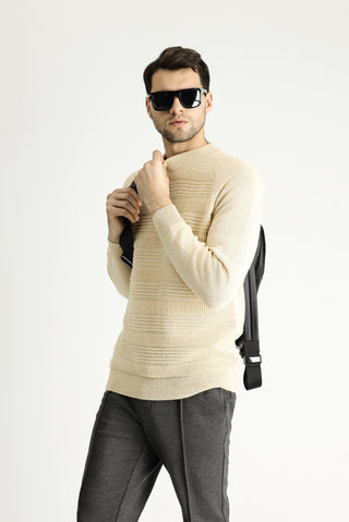 Taş Yarım Balıkçı Yaka Slim Fit Dar Kesim Desenli Yünlü Triko Kazak