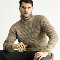 Orta Vizon Balıkçı Yaka Slim Fit Dar Kesim Desenli Triko Kazak