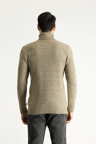 Orta Vizon Balıkçı Yaka Slim Fit Dar Kesim Desenli Triko Kazak