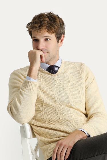 Taş Bisiklet Yaka Slim Fit Dar Kesim Yünlü Desenli Pamuklu Triko Kazak