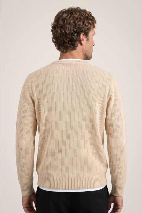 Stone Collar Regular Fit Wool Patterned Knit Sweater