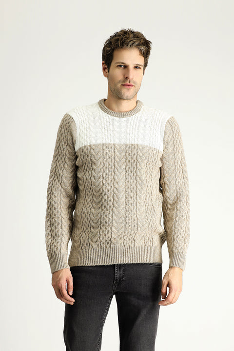 Orta Vizon Bisiklet Yaka Slim Fit Dar Kesim Desenli Triko Kazak