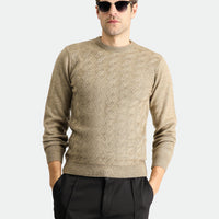 Orta Vizon Bisiklet Yaka Slim Fit Dar Kesim Desenli Triko Kazak