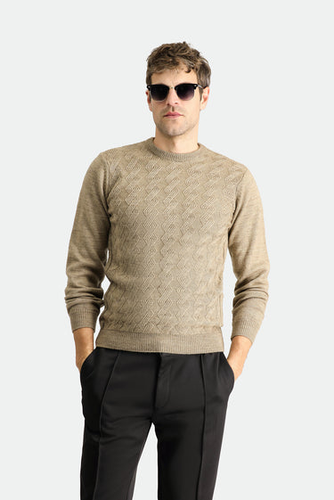 Orta Vizon Bisiklet Yaka Slim Fit Dar Kesim Desenli Triko Kazak