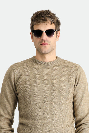 Orta Vizon Bisiklet Yaka Slim Fit Dar Kesim Desenli Triko Kazak