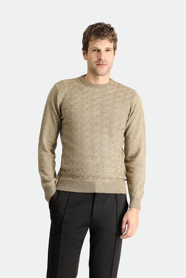 Orta Vizon Bisiklet Yaka Slim Fit Dar Kesim Desenli Triko Kazak