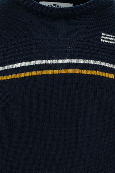 Koyu Lacivert Bisiklet Yaka Regular Fit Desenli Triko Kazak