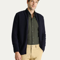 Dark Navy Slim Fit Tight Cut Patterned Cotton Knit Cardigan